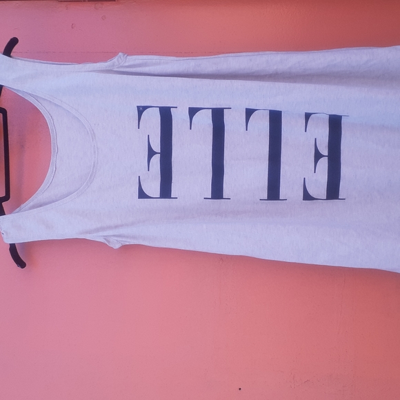 Elle Tan Tunic Tank Top Blouse Graphic print M/ L One Size - Picture 2 of 6